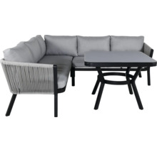 Utemöbelset med hörnsoffa och bord