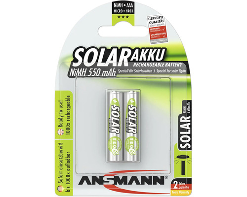 Ansmann Solar batteri, nickelmetallhydrid, AAA Micro HR03, 550 mAh, 2-pack