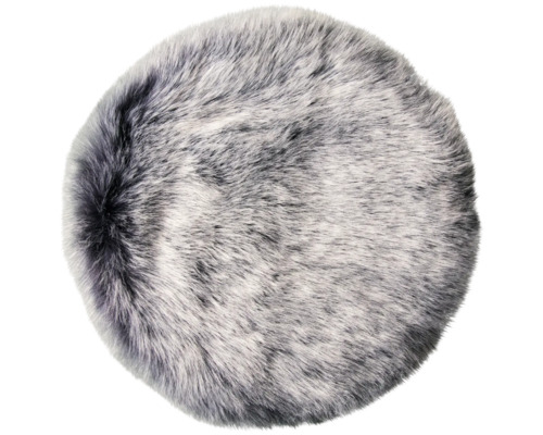 Stolsdyna SOLEVITO fäll syntet svart Ø 35cm Rund matta av konstgjord päls