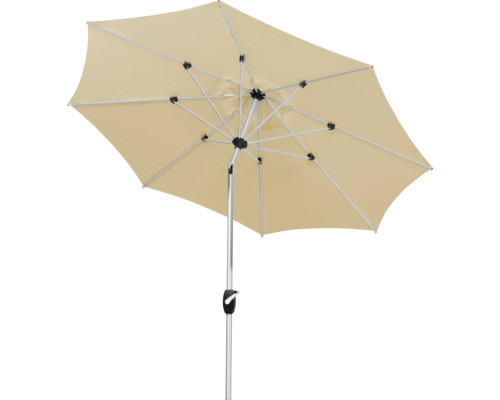 Beige parasoll med stålram