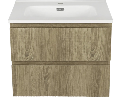 Tvättställsskåp med två lådor och keramisk tvättställ