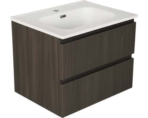 Tvättställsskåp med två lådor och keramisk tvättställ