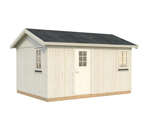 Trädgårdsskjul i trä med fönster och dörr