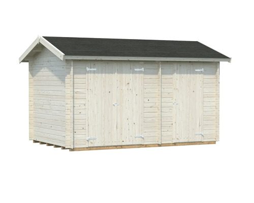 Trädgårdshus i trä med dubbeldörr och sadeltak