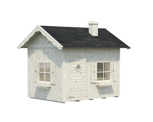 Lekhus i trä med tak och fönster