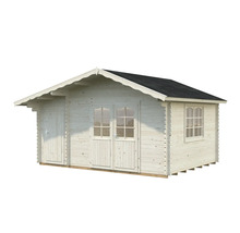 Trädgårdshus i trä med dubbeldörr och fönster