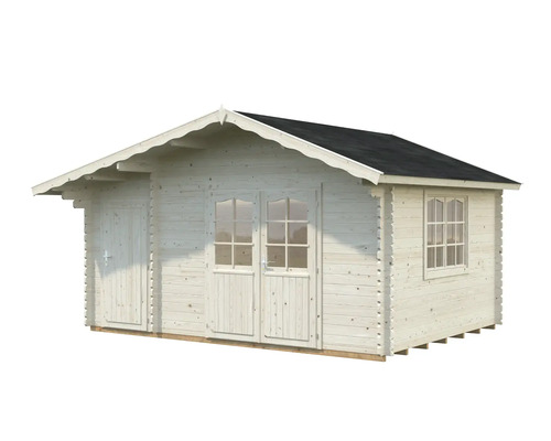 Trädgårdshus i trä med dubbeldörr och fönster