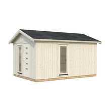 Trädgårdsskjul i trä med dörr och fönster