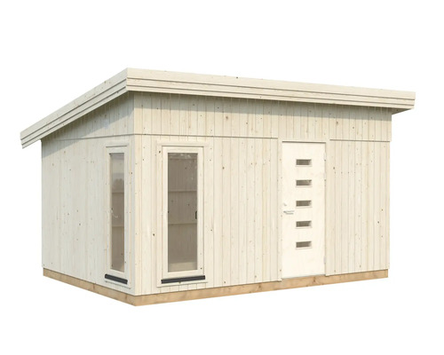 Trädgårdshus i trä med dörr och fönster