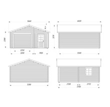Teknisk ritning av ett trägarage med mått