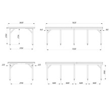 Teknisk ritning av ett bord med mått