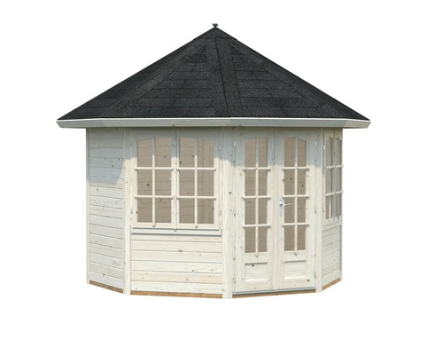 Trädgårdshus i trä med tak av bitumen