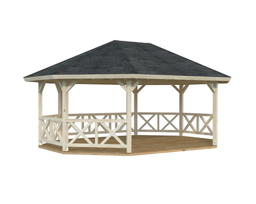 Trädgårdspaviljong med trägolv och takspån