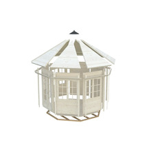 Byggsats för träpaviljong med tak, väggar och grund