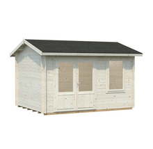 Trädgårdshus i trä med dubbeldörr och fönster