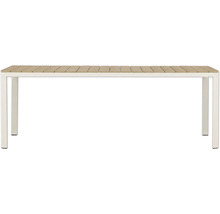 Trädgårdsbord med träribbor och metallram