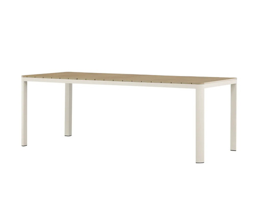 Rektangulärt trädgårdsbord med aluminiumram och bordsskiva i trä