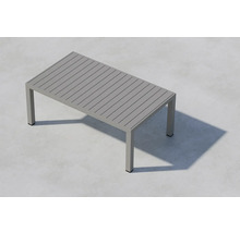 Rektangulärt trädgårdsbord av aluminium med lamellkonstruktion