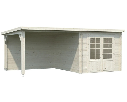 Trädgårdshus med täckt terrass av trä