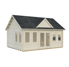 Trädgårdshus i trä med fönster och dubbeldörr