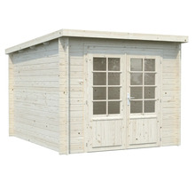 Trädgårdshus i trä med dubbeldörr och fönster