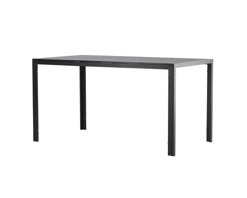 Rektangulärt trädgårdsbord med stålram och räfflad bordsskiva