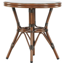 Runt rottingbord med glasskiva