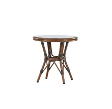 Runt sidobord i rotting med glasskiva