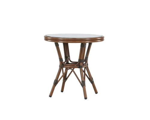 Runt sidobord i rotting med glasskiva