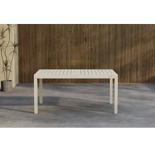 Rektangulärt trädgårdsbord med ribbad bordsskiva