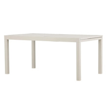 Rektangulärt trädgårdsbord med metallram och bordsskiva