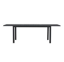 Rektangulärt trädgårdsbord med ribbad bordsskiva