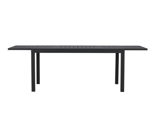 Rektangulärt trädgårdsbord med ribbad bordsskiva