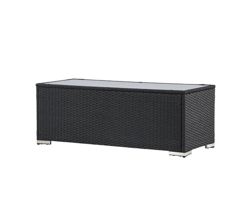 Trädgårdsbänk i polyrotting med glasskiva