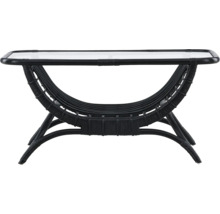 Soffbord med glasskiva och rottingram