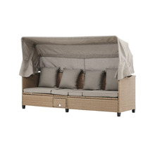 Strandkorg med markis, kuddar och förvaringsutrymme