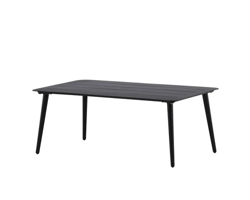 Rektangulärt trädgårdsbord med ribbmönster på bordsskivan