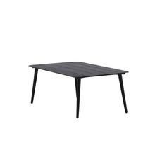 Rektangulärt trädgårdsbord med metallram