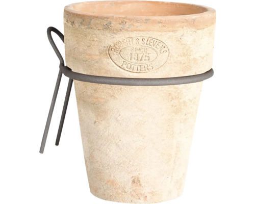 Terracotta blomkruka med metallhållare