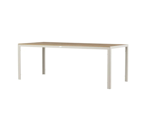 Rektangulärt trädgårdsbord med metallram och träskiva