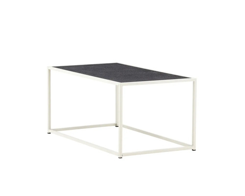 Sidobord med rektangulär bordsskiva och metallram