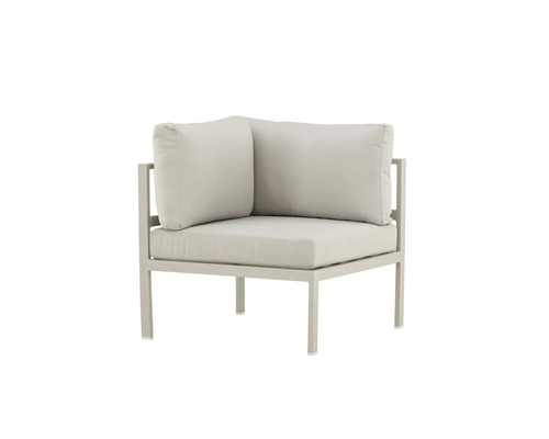 Hörnsofffåtölj med metallram och vadderade kuddar