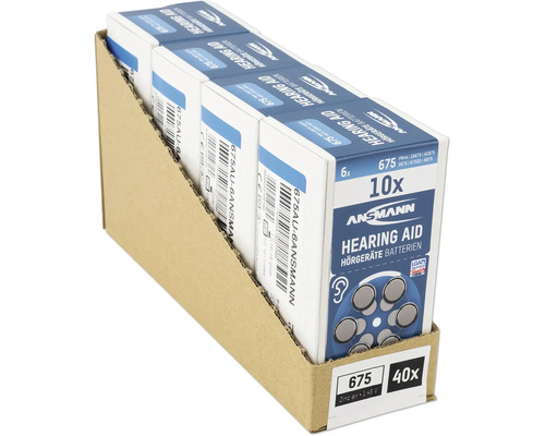 Ansmann hörbatterier storlek 675, 40 stycken i displayförpackning