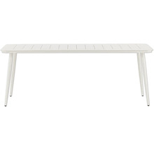 Vitt trädgårdsbord med ribbad bordsskiva och raka ben