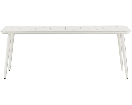Vitt trädgårdsbord med ribbad bordsskiva och raka ben