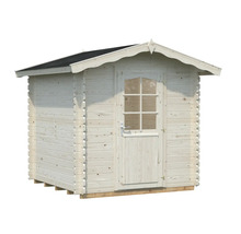 Trädgårdshus av trä med dörr och fönster