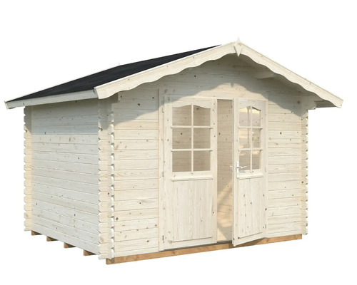 Trädgårdshus i trä med dubbeldörr och takpapp