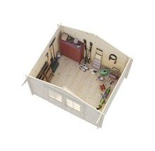 Genomsnitt av ett trädgårdshus med verktyg och trädgårdsutrustning