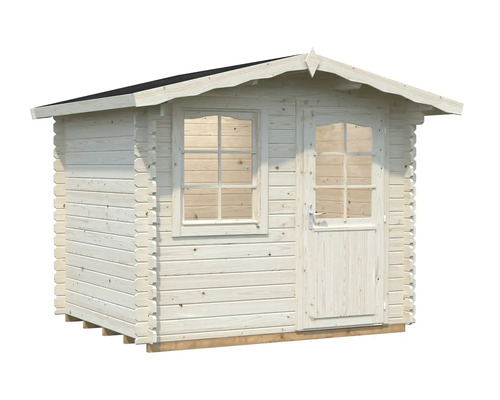 Trädgårdsskjul i trä med fönster och dörr