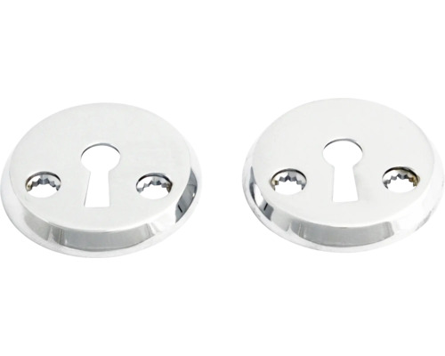 Två nyckelhålsbeslag av metall
